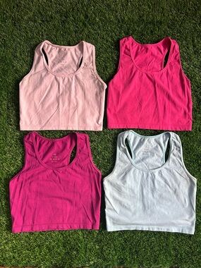 NVGTN Women's Crop Tank Tops - Light Pink, Hot Pink, Magenta & Light Blue